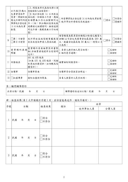 「微型創業鳳凰貸款」受理申請文件審查表2